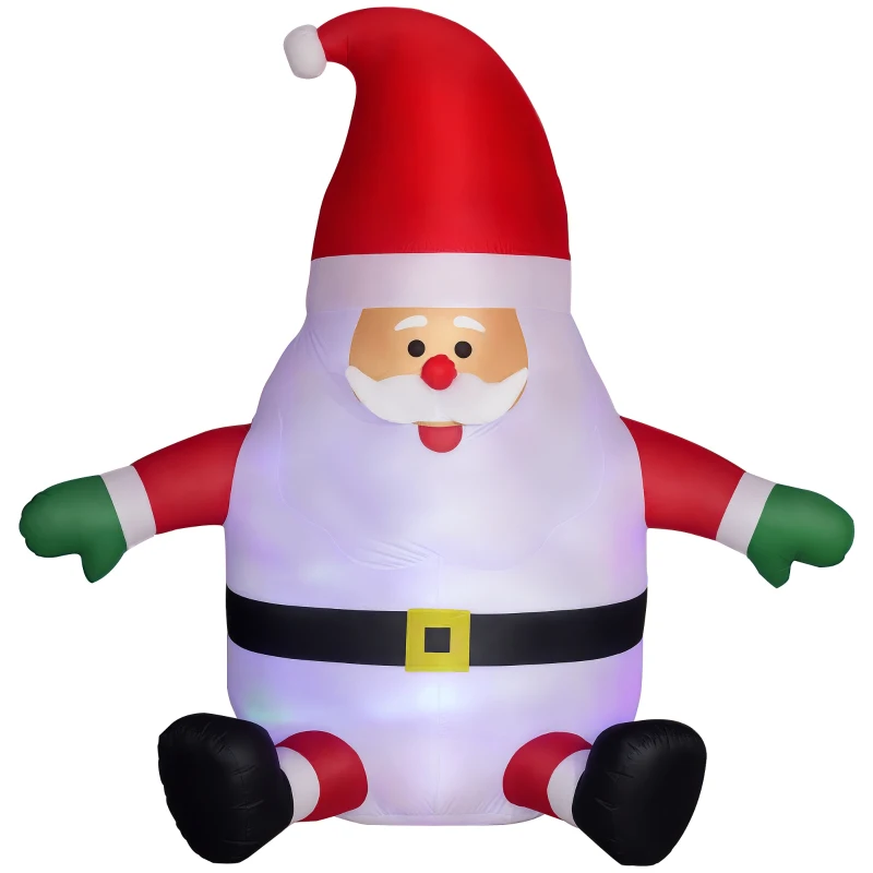 Outsunny 6' Blow-Up Outdoor Yard Display, Inflatable Christmas Santa Claus with Rotating Magic Ball Light for Garden Party