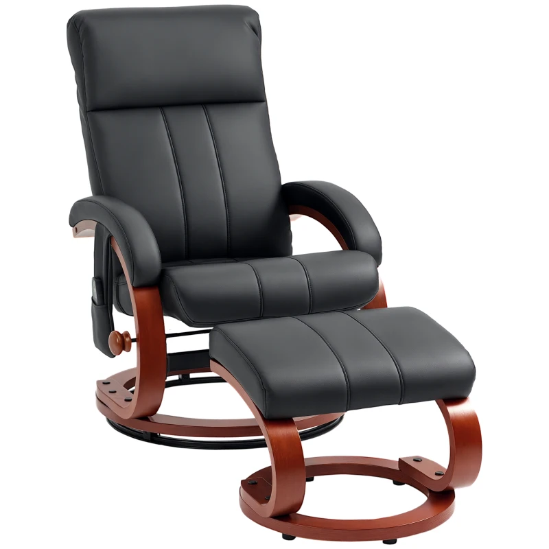 HOMCOM Vibration Recliner Chair with Ottoman and Remote, 10 Vibration Point, Black