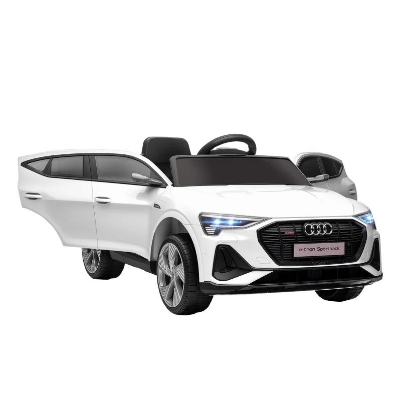 Aosom 12V Kids Electric Ride On Car, Audi E-tron, Battery Powered Toy with Parent Remote Control, Suspension System, Auxiliary Wheels, LED Lights, Music and Horn,  MP3 Player, White