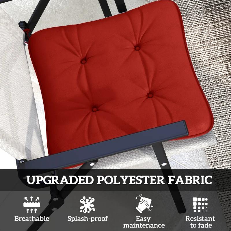 Outsunny 6-Piece Seat Cushion Replacement, Outdoor Patio Chair Cushions Set with Ties, Button Tufted, Wine Red