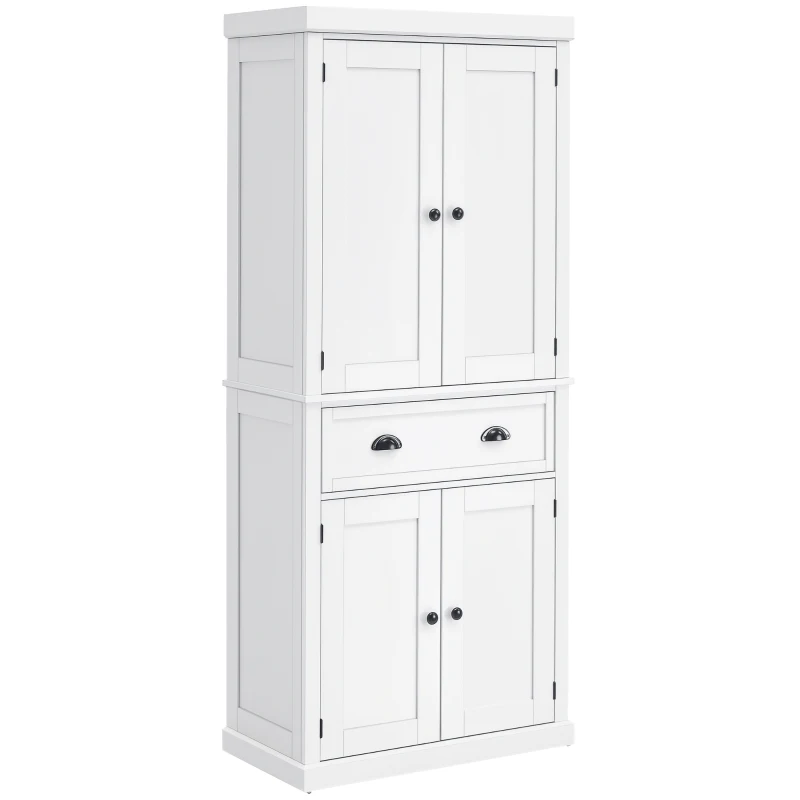 HOMCOM 72.5" Kitchen Cabinet, Pantry Storage Cabinet with Doors and Shelves, Freestanding Food Pantry Cabinet, White
