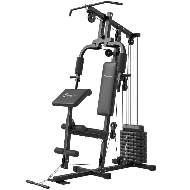 Soozier Multi-Exercise Home Gym Station with 99lbs Weight Stack, for for Back, Chest, Arms, Full Body Workout