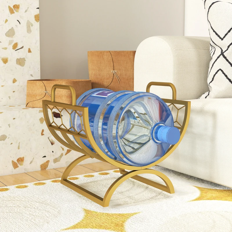 Outsunny Firewood Rack Outdoor, Heavy Duty Log Holder with Handles for Indoor Outdoor Fireplace Storage 18" x 14" x 16", Gold