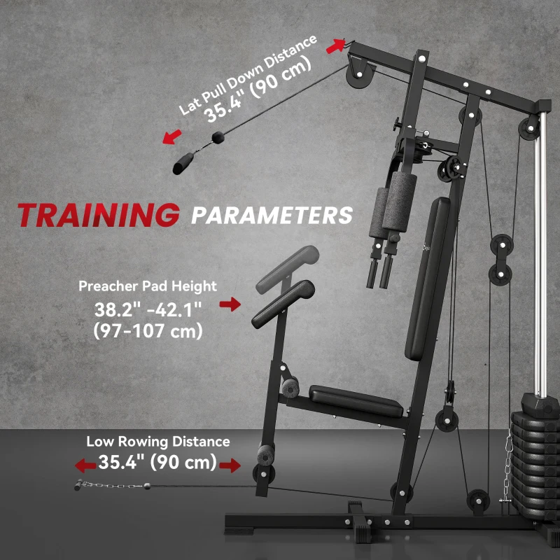 Soozier Multi-Exercise Home Gym Station with 99lbs Weight Stack, for for Back, Chest, Arms, Full Body Workout