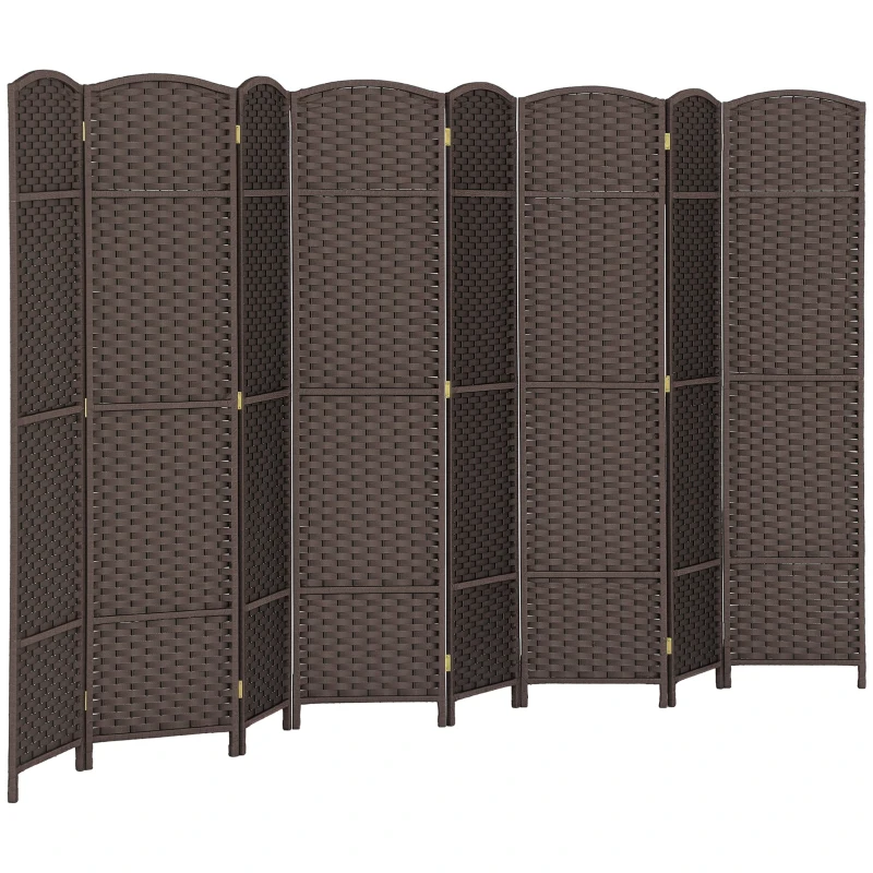 HOMCOM Folding Room Divider Screen 8 Panel 5.6 ' Tall Privacy Screen Freestanding Room Partition for Home Office, Brown