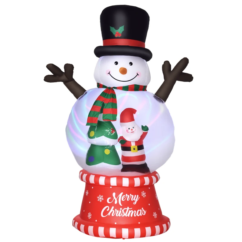Outsunny 8ft Inflatable Christmas Snowman with Crystal Ball Body and Black Hat, Blow-Up Outdoor LED Yard Display for Lawn Garden Party