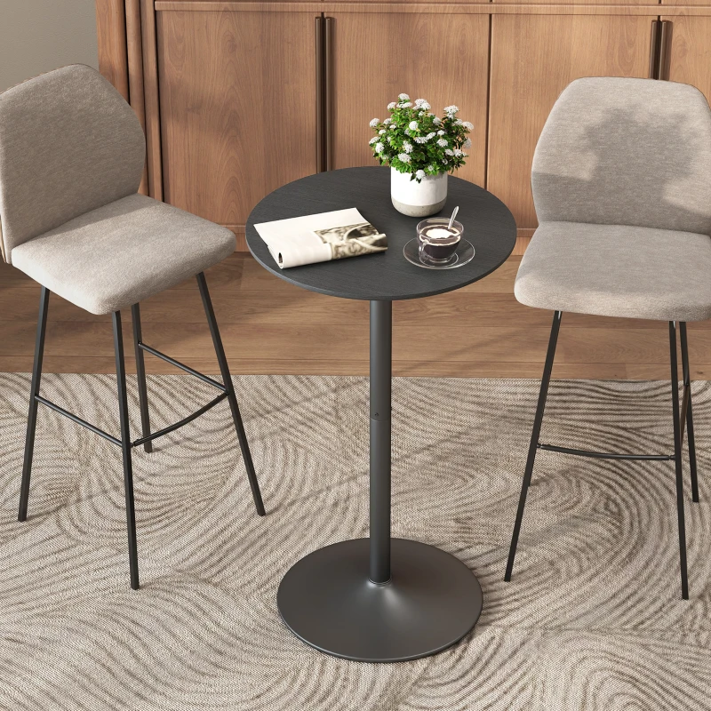 HOMCOM Round Table for 2, 40.2 Inch Bar Height Pub Table with Steel Frame, Non-Slip Base for Living Room, Kitchen, Black