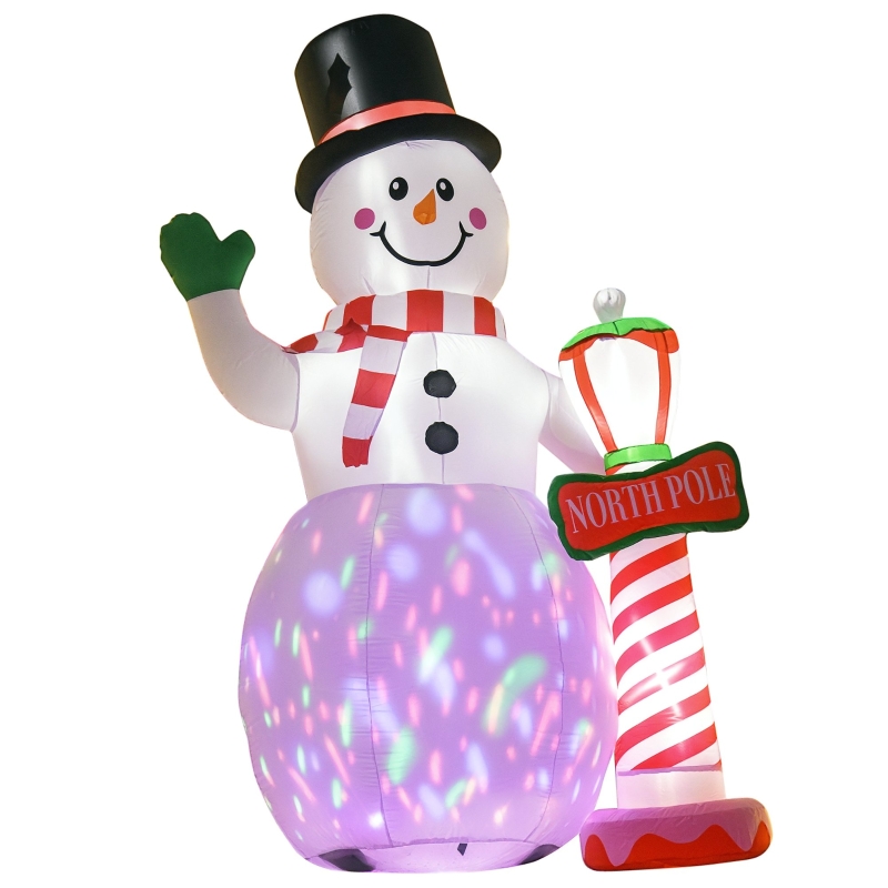 HOMCOM 8ft Christmas Penguin Inflatable - Outdoor Yard Decor With LED Lights & Candy Cane