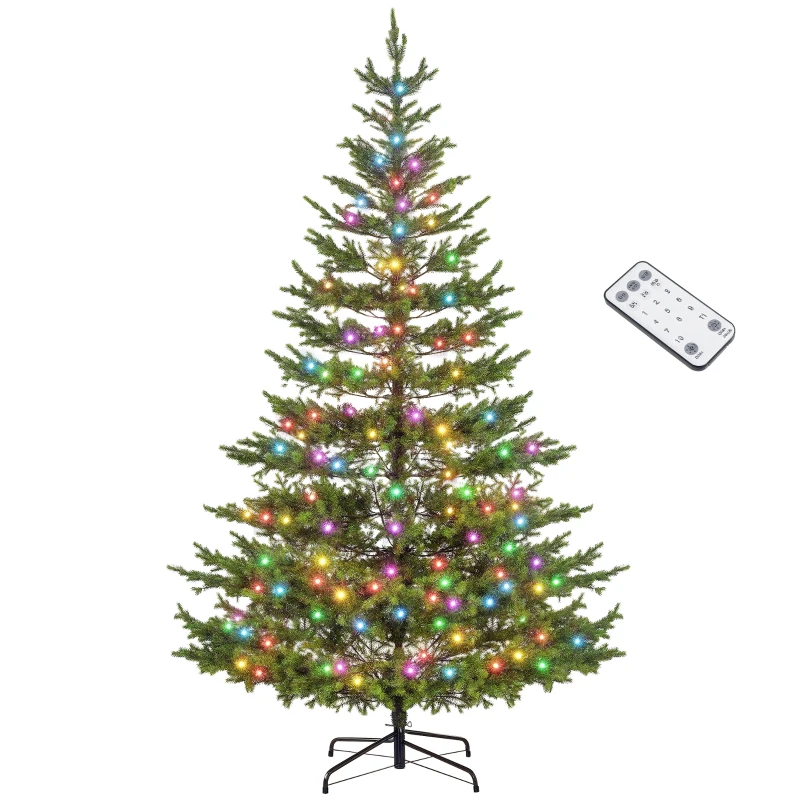 HOMCOM 9ft Artificial Prelit Sparse Cedar Christmas Tree with LED Lights and 4306 Tips, Steel Base for Home Office Holiday