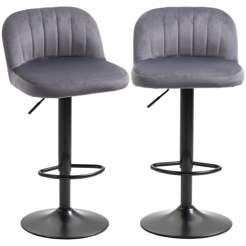HOMCOM Adjustable Bar Stools Set of 2, Grey