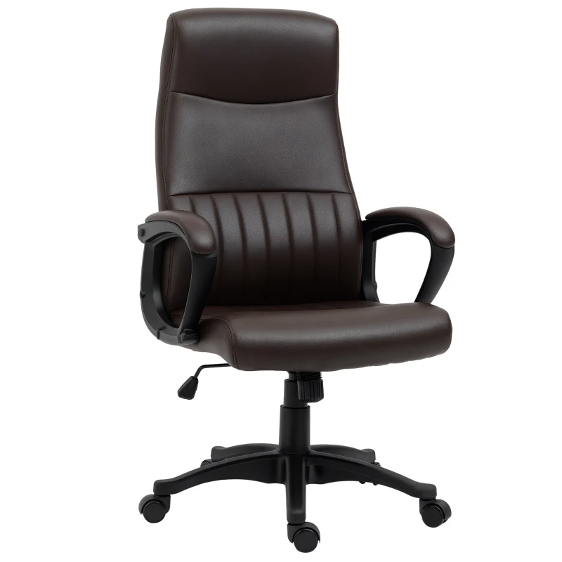 Vinsetto High Back Office Chair Swivel Executive PVC Leather Ergonomic Chair, Adjustable Height, Brown