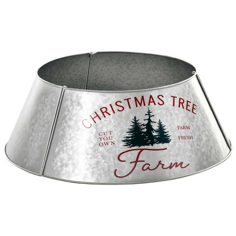 HOMCOM Christmas Tree Collar, Steel Tree Ring Skirt, Home Xmas Decoration for Christmas Tree, 26" x 26" x 9", Silver