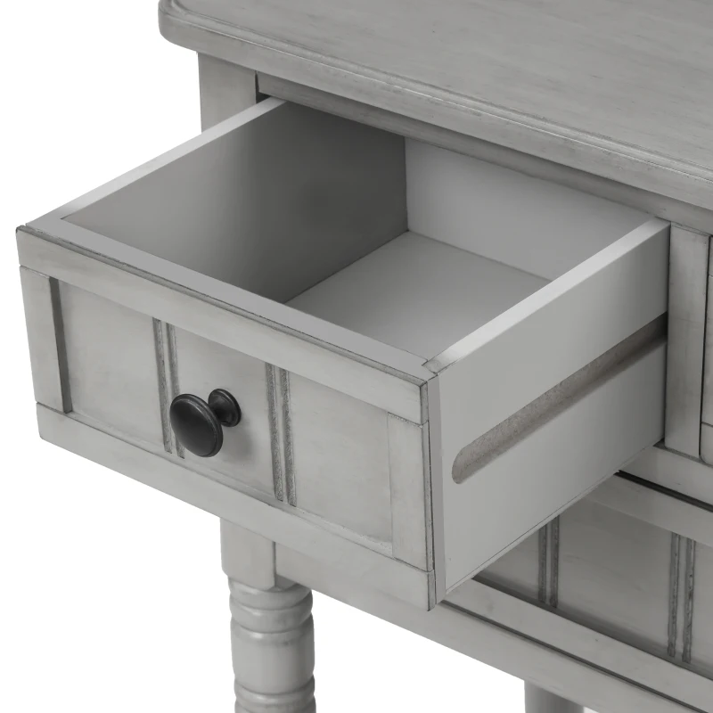 Narrow Console Table with 3 Storage Drawers, Bottom Shelf, Solid Wood Frame, Ideal for Entryway, Living Room, 24" L x 13" W x 31" H, Gray