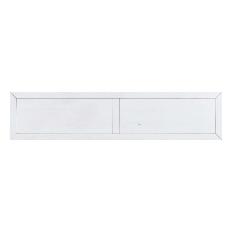 Rustic Chic Console Table with 4 Storage Drawers, Bottom Shelf, Solid Wood Frame, Ideal for Entryway, Hallway, 63" L x 14" W x 30" H, White