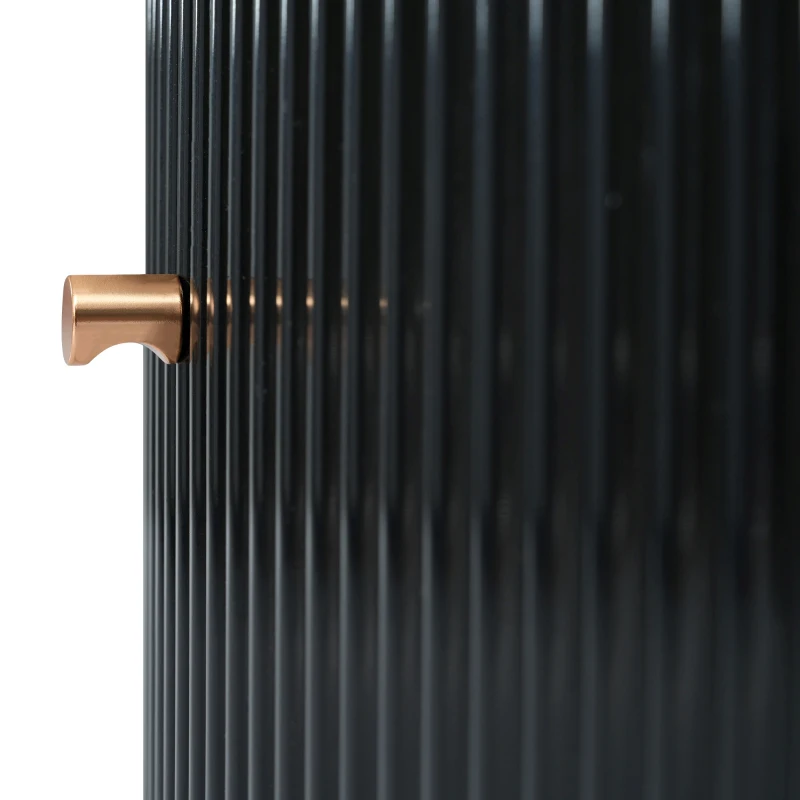 Modern Round Coffee Table with 2 Large Drawers, MDF Construction, Mrable Sofa Table with Golden Legs, 31.5" L x 31.5" W x 17" H, Black+Gold