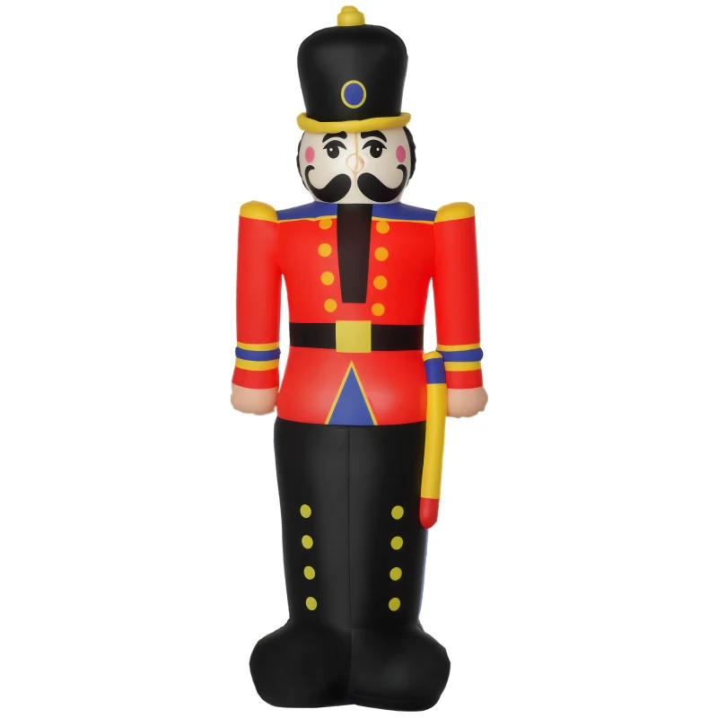 HOMCOM 6’ Christmas Inflatable Nutcracker Toy Soldier, Outdoor Blow-Up Yard Decoration with LED Lights Display
