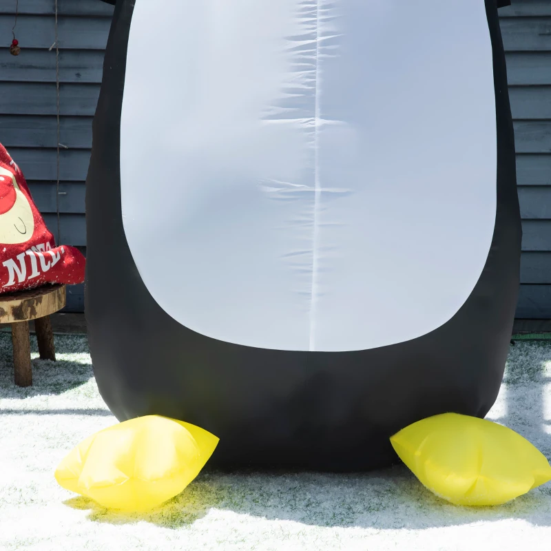 HOMCOM 8ft Christmas Inflatables Outdoor Decorations Penguin with Merry Christmas Banner, Blow-Up Yard Christmas Decor with LED Lights Display