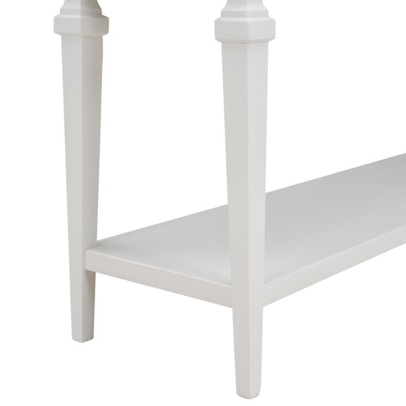 Classic Retro Console Table with 3 Drawers, Open Shelf, Solid Pine Wood Frame, Ideal for Entryway, Hallway, 50" L x 15" W x 30" H, White