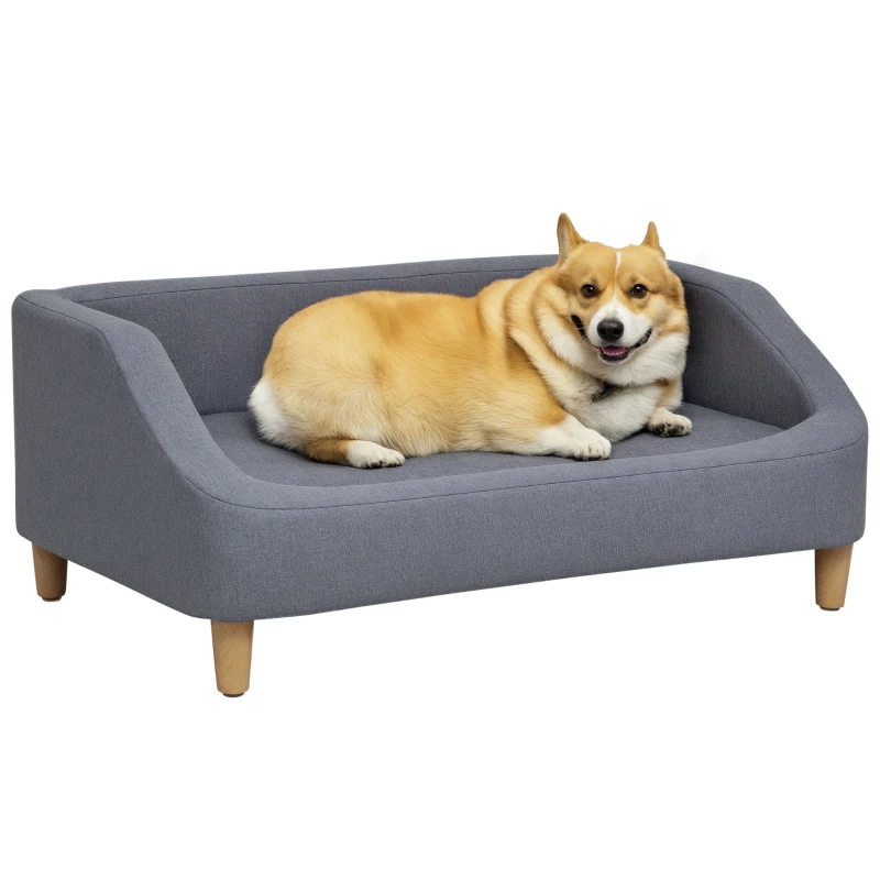 PawHut 38" Dog Sofa for Dogs Up to 55 lbs, Gray
