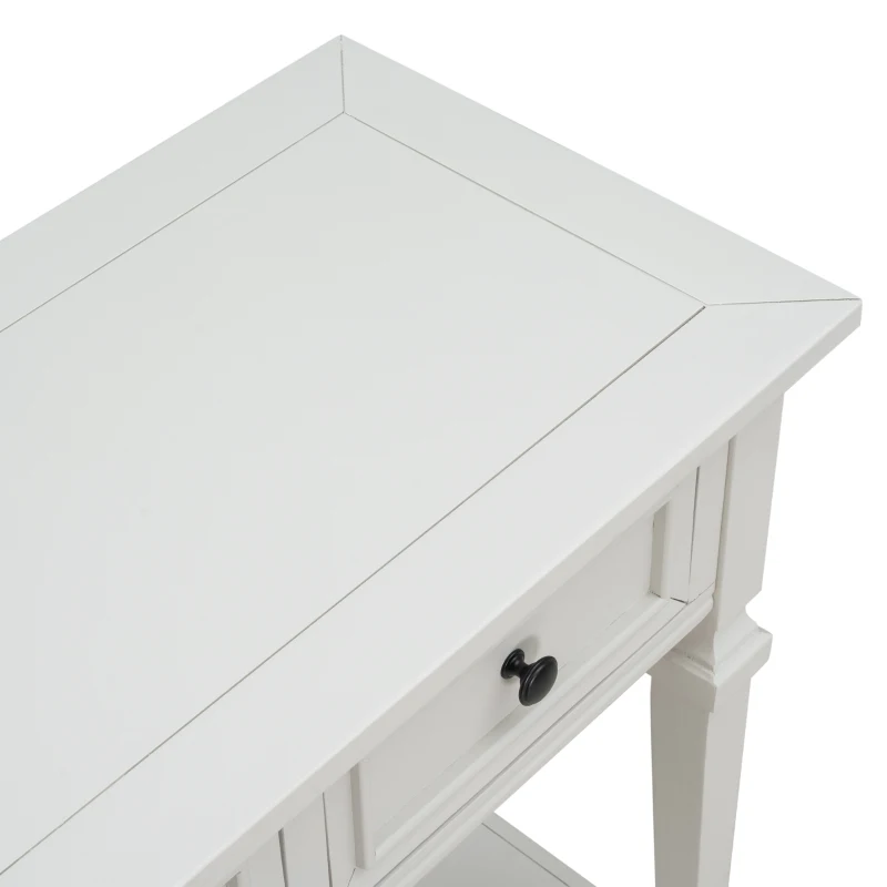 Classic Retro Console Table with 3 Drawers, Open Shelf, Solid Pine Wood Frame, Ideal for Entryway, Hallway, 50" L x 15" W x 30" H, White