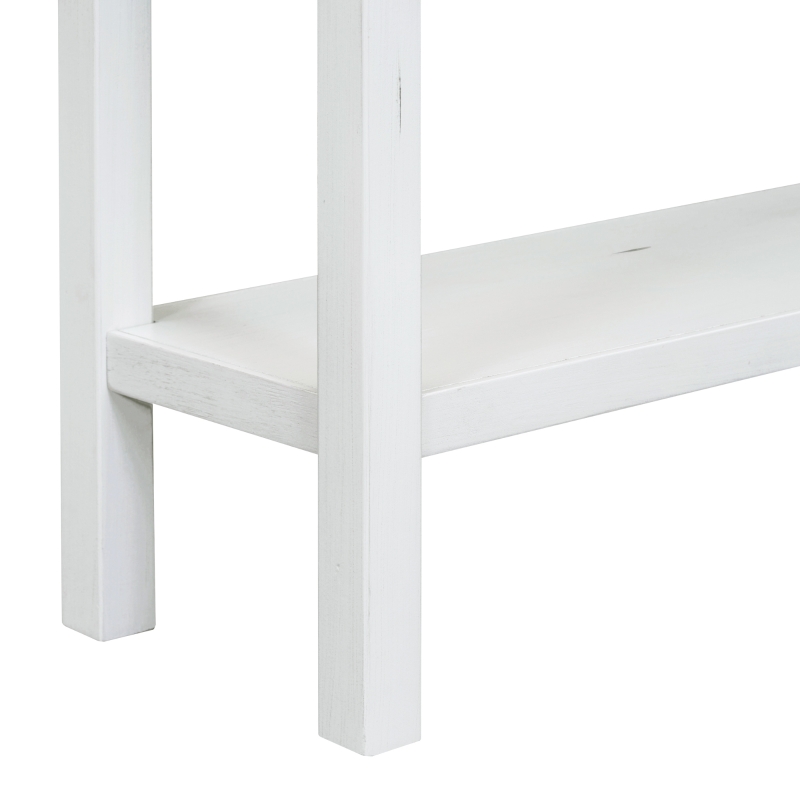Rustic Entryway Console Table with Two Sizes of Drawers, Bottom Shelf, Ideal for Living Room, Hallway, 60" L x 11" W x 34" H, White