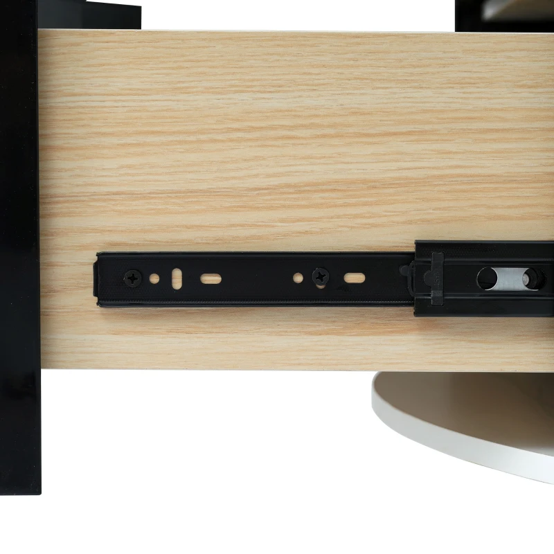 Modern Round Coffee Table with 2 Large Drawers, MDF Construction, Mrable Sofa Table with Golden Legs, 31.5" L x 31.5" W x 17" H, Black+Gold