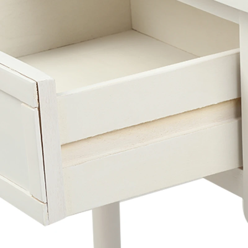 Daisy Series Console Table with Two Drawers and Bottom Shelf, Easy Assembly, Pine Wood Frame, 35.5" L x 14" W x 30" H, Ivory White