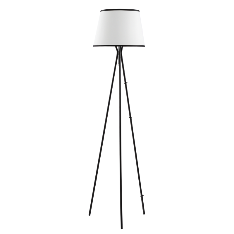 HOMCOM Modern Tripod Floor Lamp, Freestanding Lamp w/ Fabric Lampshade and E26 Base for Living Room, No Bulb - Black