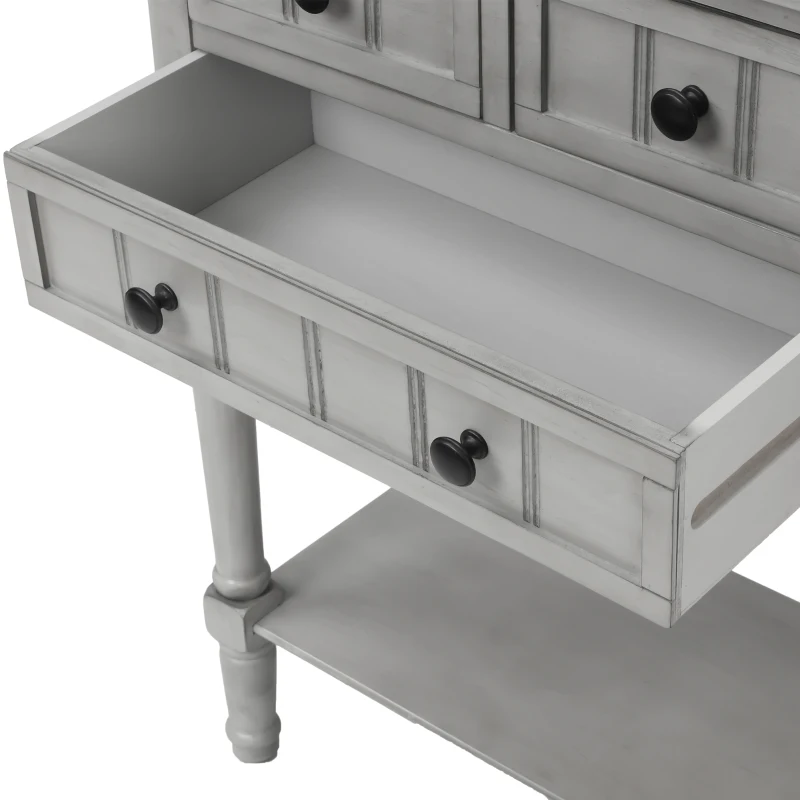 Narrow Console Table with 3 Storage Drawers, Bottom Shelf, Solid Wood Frame, Ideal for Entryway, Living Room, 24" L x 13" W x 31" H, Gray