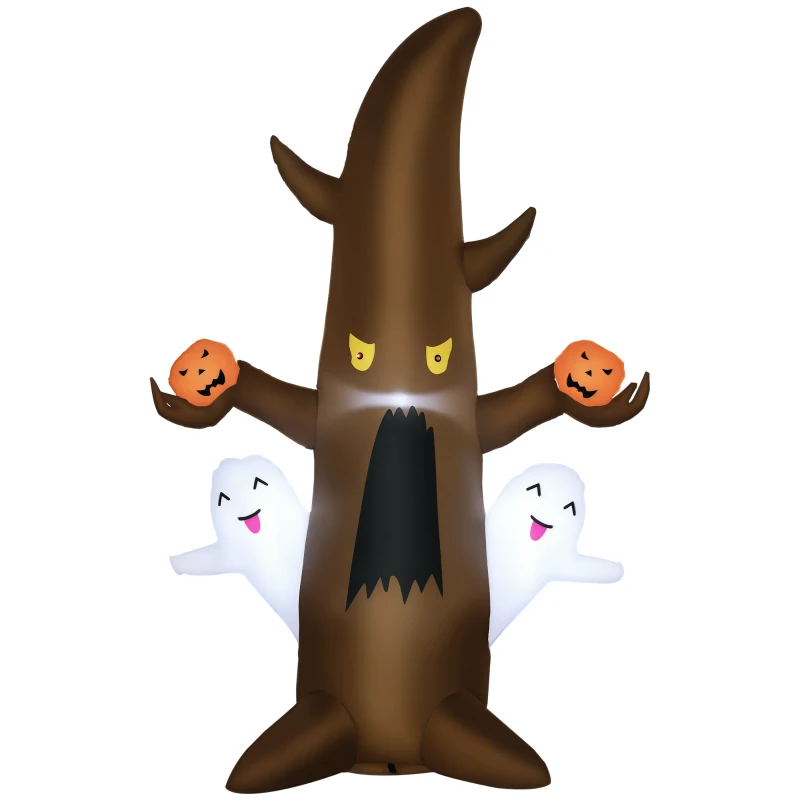 Outsunny 5' Halloween Inflatables Outdoor Decorations Ghost Tree with Pumpkins, Blow-Up LED Yard Decor Indoor Outdoor for Garden, Lawn, Party, Holiday