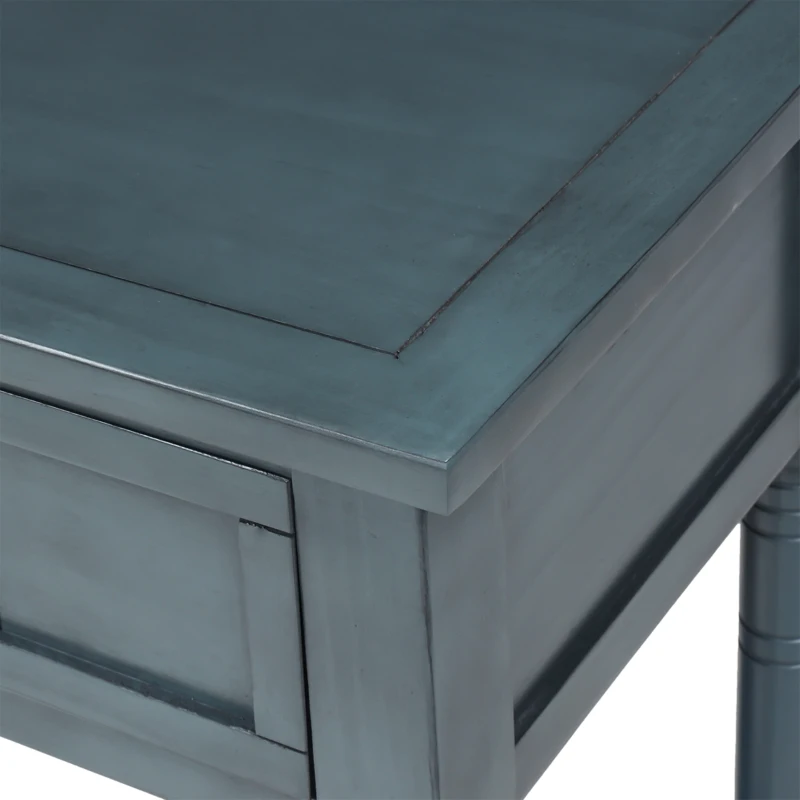Daisy Series Console Table, Traditional Design with Two Drawers and Bottom Shelf, Pine Wood Frame, 35.5" L x 14" W x 30" H, Navy