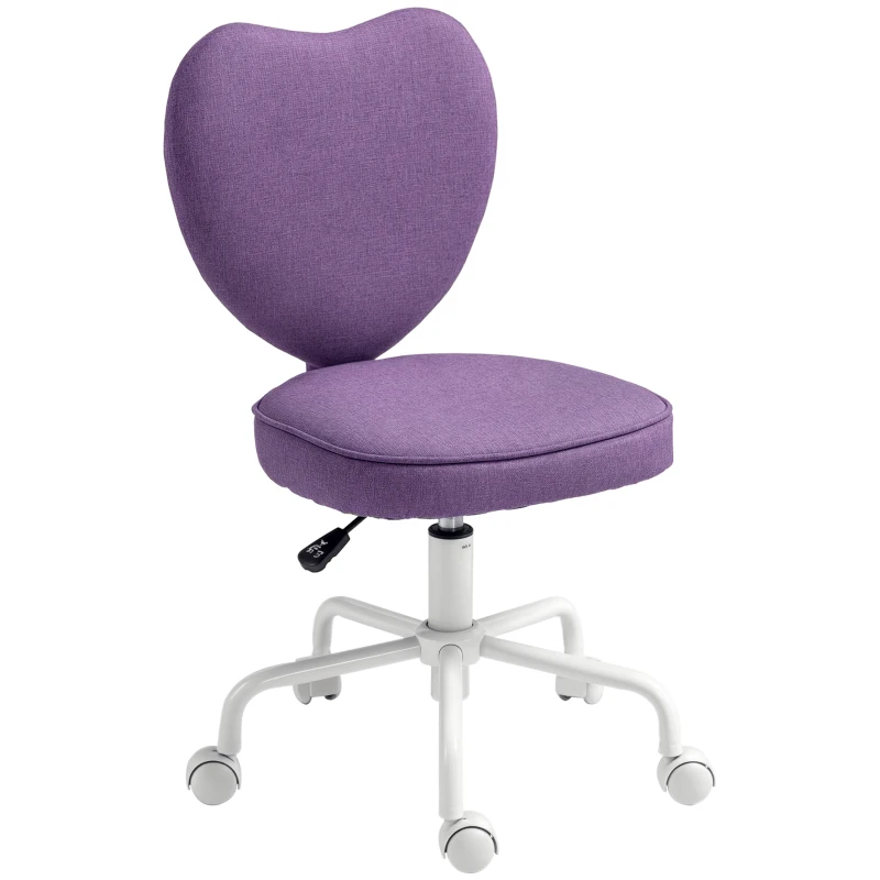 HOMCOM Heart Love Shaped Back Design Office Chair with Adjustable Height, Purple
