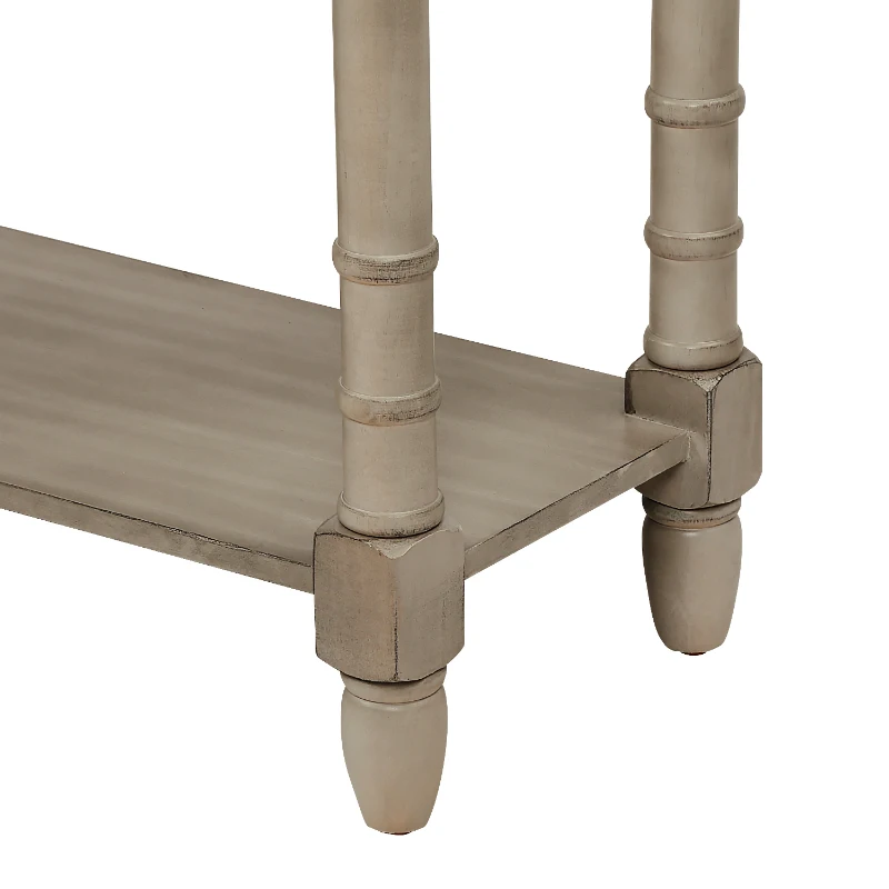 Console Table with Two Storage Drawers and Bottom Shelf, Solid Wood Frame, Easy Assembly, 58" L x 11" W x 34" H, Gray
