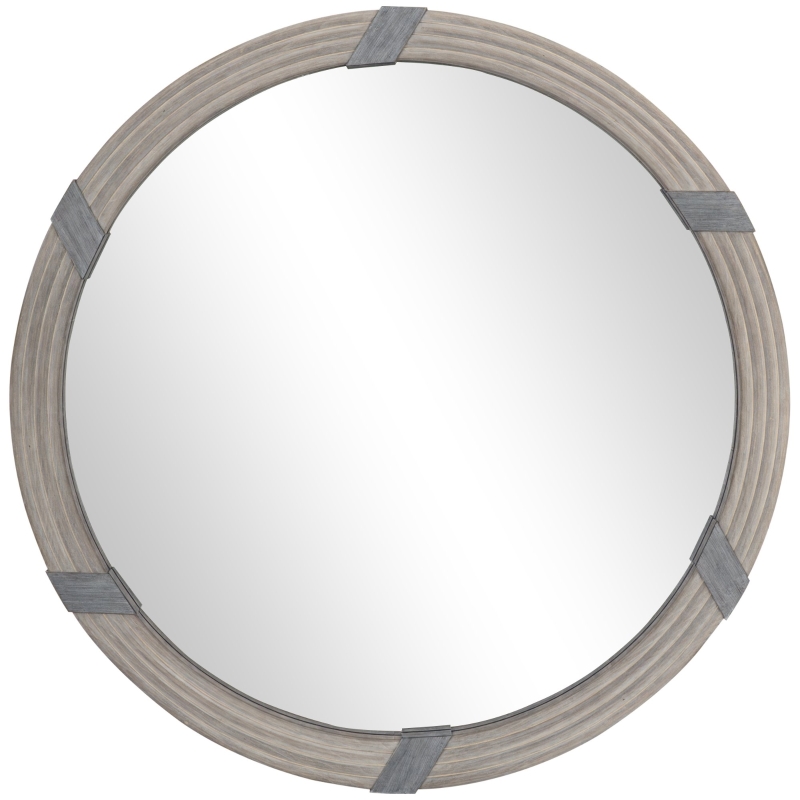 HOMCOM 30.75" Wood Wall Mirror, Farmhouse Decorative e Round Mirror for Wall Decor in Living Room, Bedroom, Natural Wood Color