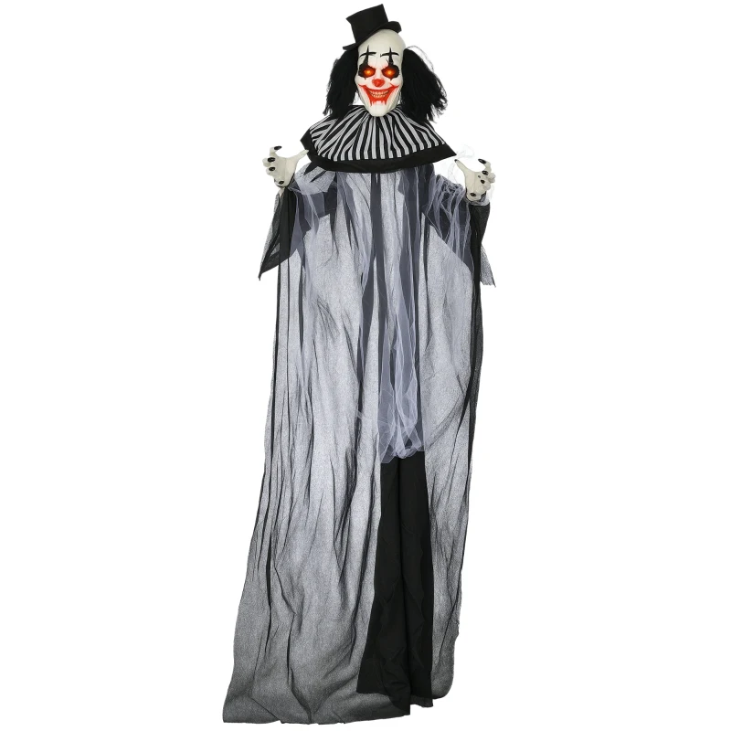 HOMCOM Classic Black and White Striped Clown Outdoor Halloween Decoration