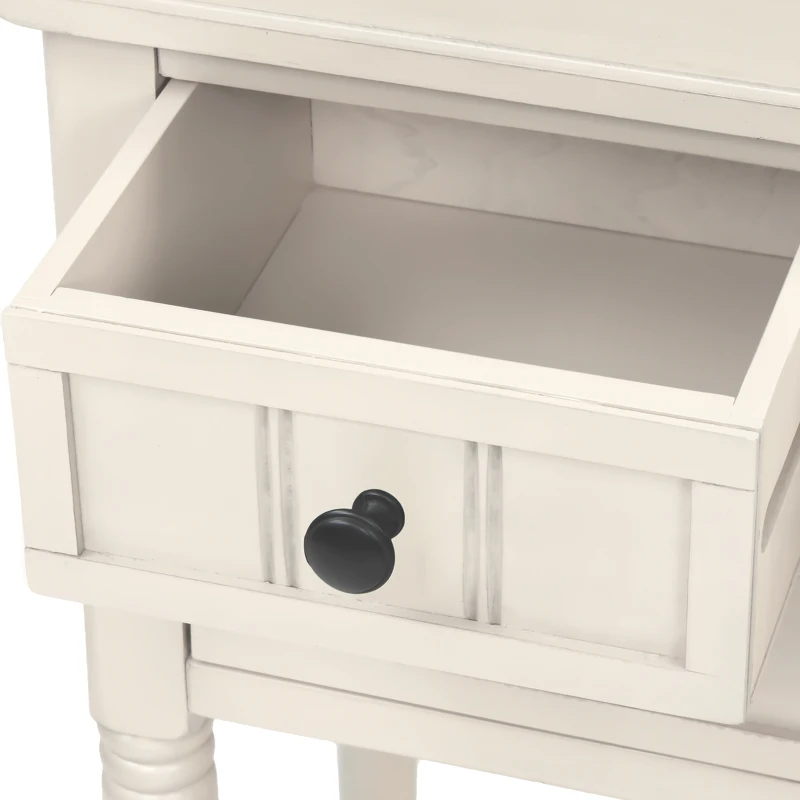 Solid Wood Narrow Console Table with Storage Drawers, Bottom Shelf, Slim Sofa Table for Entryway, Living Room, 24" L x 13" W x 31" H, White
