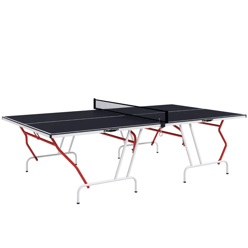 Soozier Full Size Table Tennis Table, Folding Ping Pong Table with Paddles and Balls, Charcoal Gray