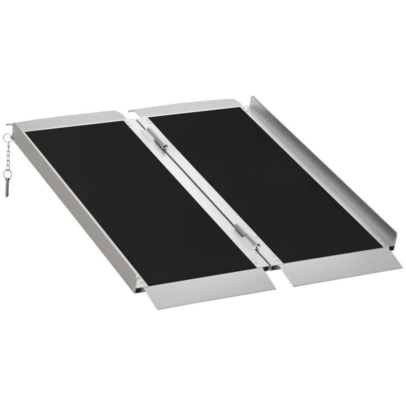 HOMCOM 3' Skidproof Portable Wheelchair Ramp for Home, Steps, Doorways, Carpeted Foldable Handicap Ramp, Threshold Ramp