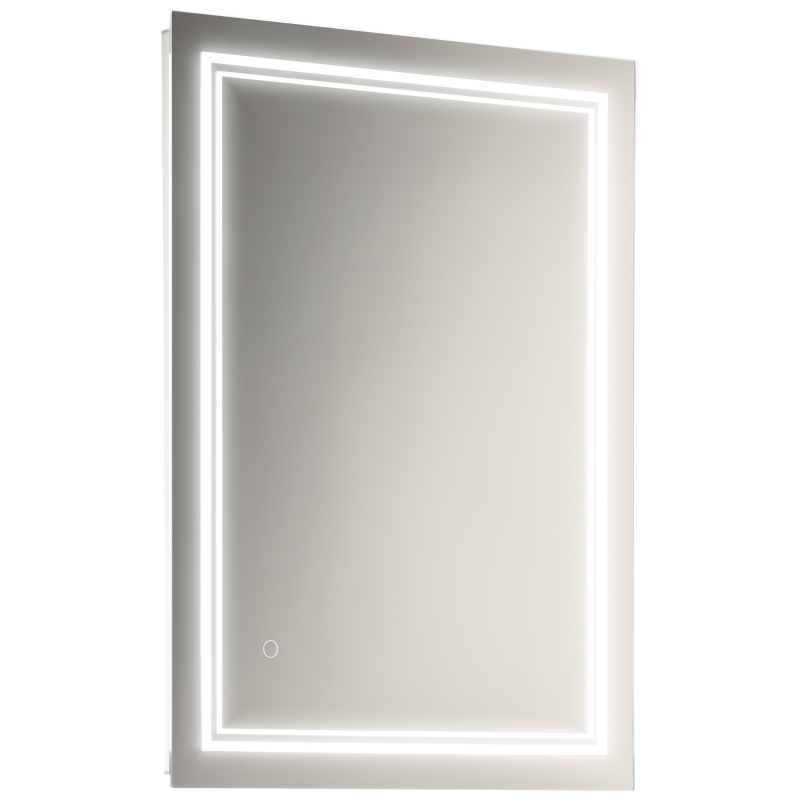 kleankin 32" x 24" LED Bathroom Mirror, Lighted Vanity Mirror, Wall Mounted with Smart Touch Button, Horizontally and Vertically, Waterproof, Plug-in, Silver