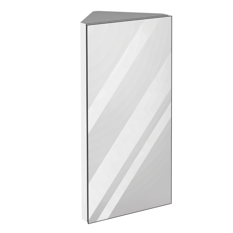 kleankin 12 Inch x 24 Inch Triangle Corner Mirror Medicine Cabinet Wall Mounted with Door 3 shelves, Multipurpose Storage Organizer for Bathroom