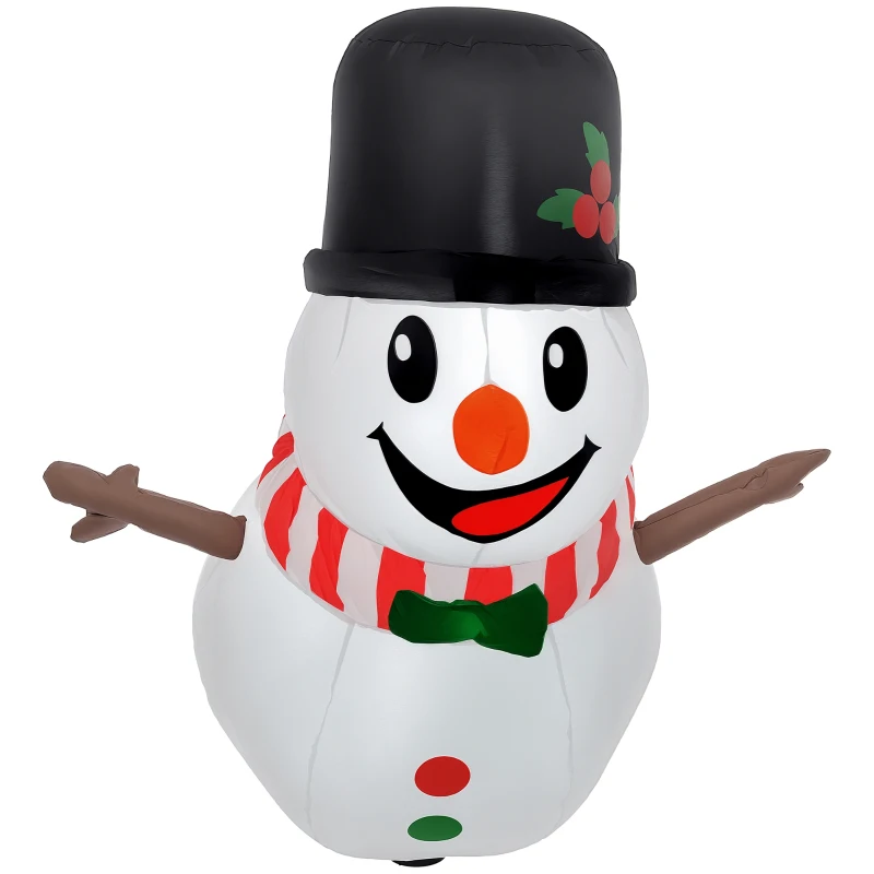 Outsunny 3.4' Inflatable Hanging Snowman w/ LED Lights, Blow-Up Outdoor Christmas Display for Party