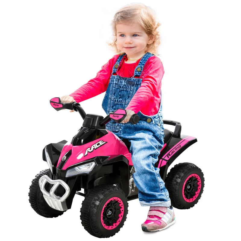 Aosom No Power 4 Wheels Ride on Toy for Kids, Foot To Floor Slider Toddler Ride-on Car with Music, Lightening, for 18-36 Months Pink