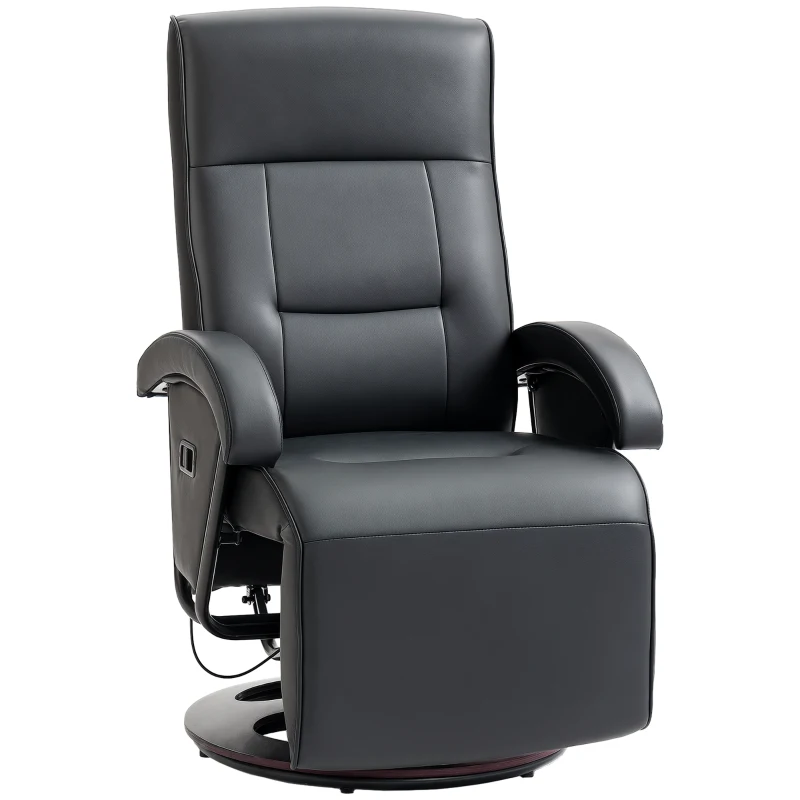 HOMCOM Swivel Recliner Chair with Footrest and Armrest, Black