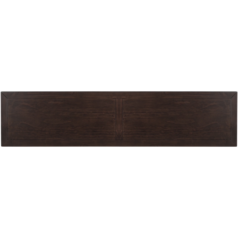 Rustic Chic Console Table with 4 Storage Drawers, Bottom Shelf, Solid Wood Frame, All Tools Included, 63" L x 14" W x 30" H, Dark Brown