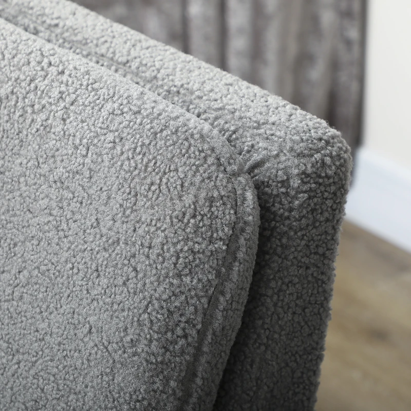 HOMCOM Fabric Accent Chair, Modern Upholstered Armchair with Wood Legs and Wide Padded Seat, Grey