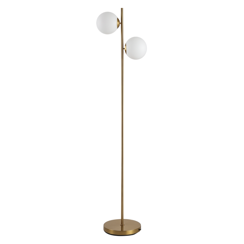 HOMCOM Floor Lamp w/ 2pcs Glass Lamp Shade Modern Portable Decorative Lamp, White