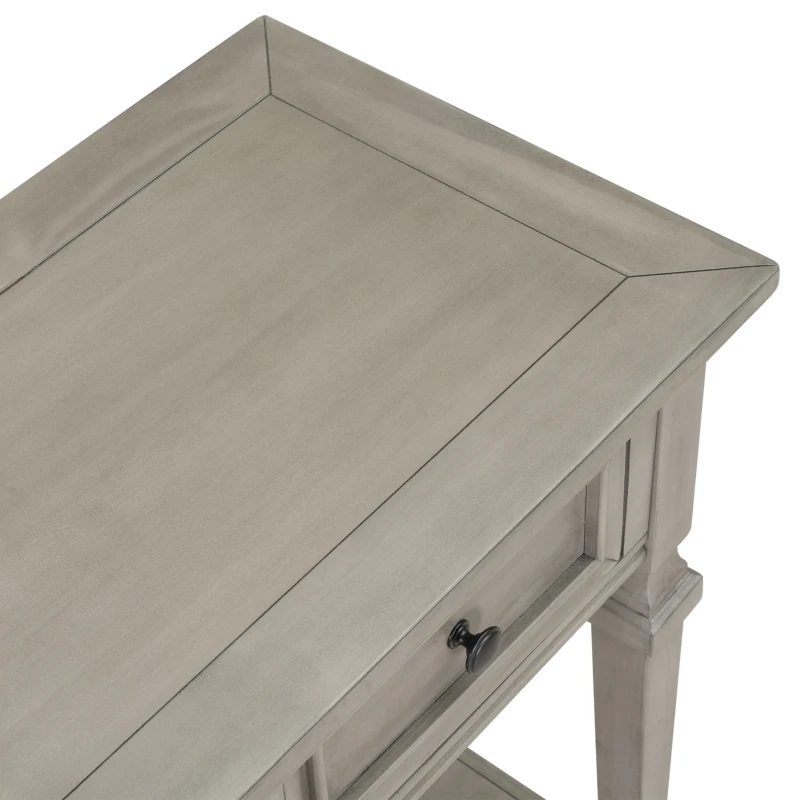 Classic Retro Console Table with 3 Drawers, Open Shelf, Vintage Metal Handles, Perfect for Entryway, Living Room, 50" L x 15" W x 30" H, Gray