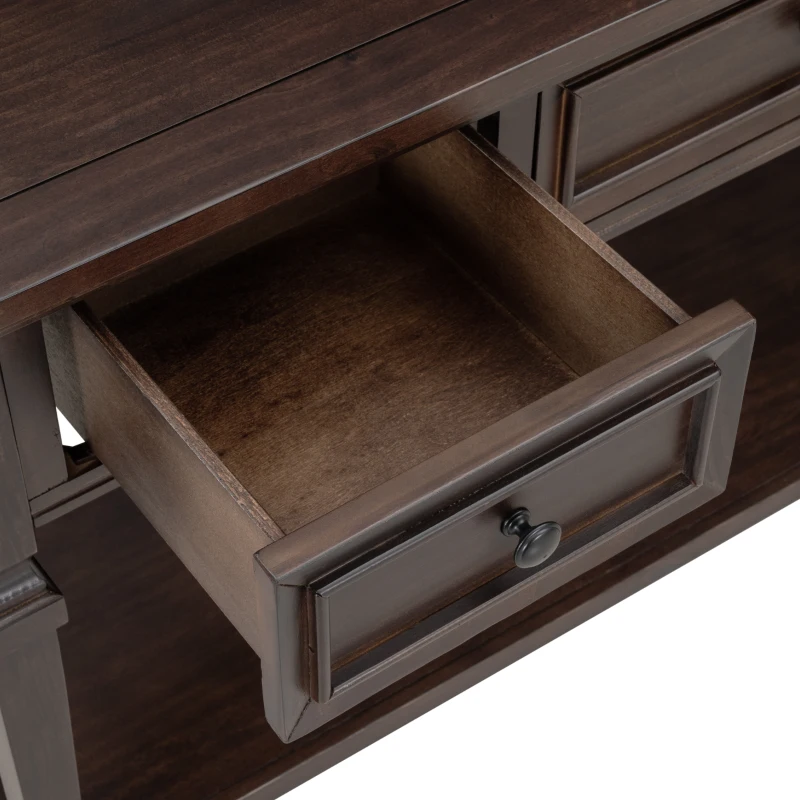 Classic Retro Console Table with 3 Drawers, Open Shelf, Pine Wood Frame, Perfect for Entryway, Living Room, 50" L x 15" W x 30" H, Dark Brown