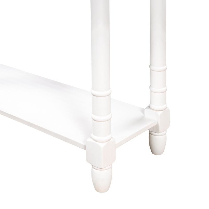 Console Table with Two Storage Drawers and Bottom Shelf, Easy Assembly for Living Room or Entryway, 58" L x 11" W x 34" H, Ivory White