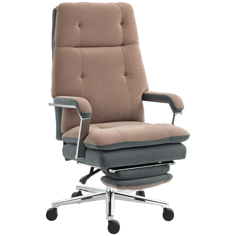 HOMCOM Home Office Chair, Big and Tall Fabric Computer Desk Chair, Swivel Task Chair with Adjustable Height, Coffee